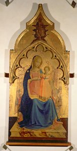 Madonna en Kind, centraal paneel van De Madonna en Kind met de Heilige Drie-eenheid Tabernakel, c.1430 door Fra Angelico